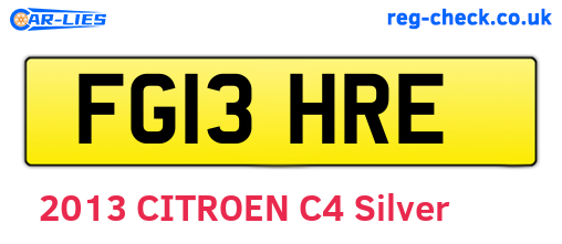 FG13HRE are the vehicle registration plates.