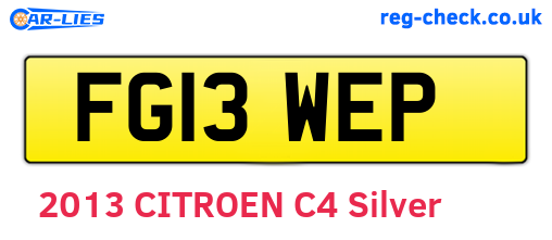 FG13WEP are the vehicle registration plates.