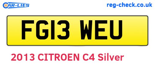 FG13WEU are the vehicle registration plates.