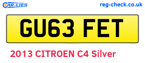GU63FET are the vehicle registration plates.