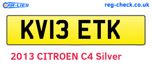 KV13ETK are the vehicle registration plates.