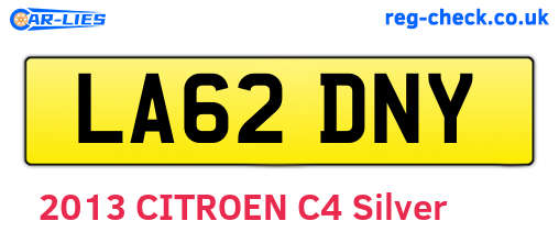 LA62DNY are the vehicle registration plates.