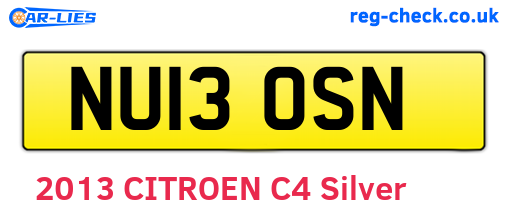 NU13OSN are the vehicle registration plates.