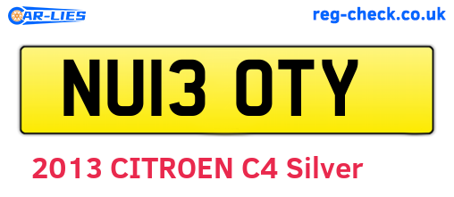 NU13OTY are the vehicle registration plates.