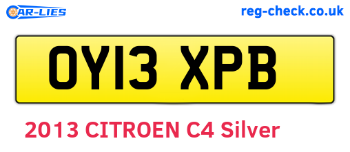 OY13XPB are the vehicle registration plates.