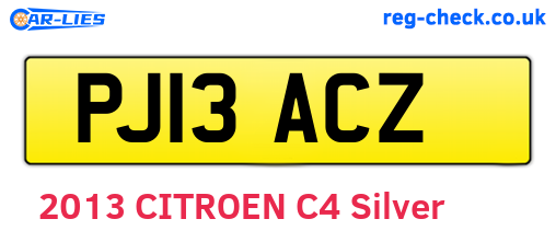 PJ13ACZ are the vehicle registration plates.
