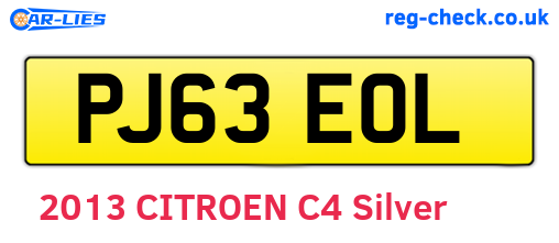 PJ63EOL are the vehicle registration plates.