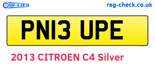 PN13UPE are the vehicle registration plates.