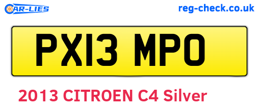 PX13MPO are the vehicle registration plates.