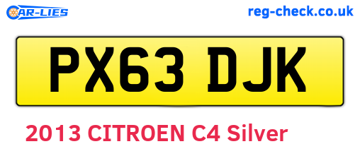 PX63DJK are the vehicle registration plates.