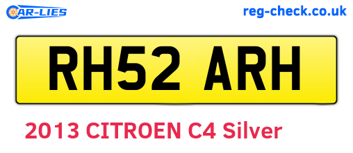 RH52ARH are the vehicle registration plates.
