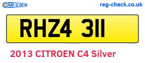 RHZ4311 are the vehicle registration plates.