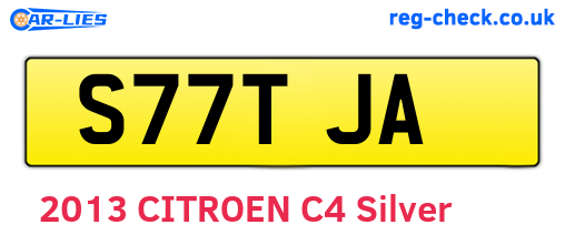 S77TJA are the vehicle registration plates.