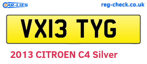 VX13TYG are the vehicle registration plates.