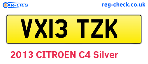 VX13TZK are the vehicle registration plates.