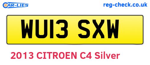 WU13SXW are the vehicle registration plates.