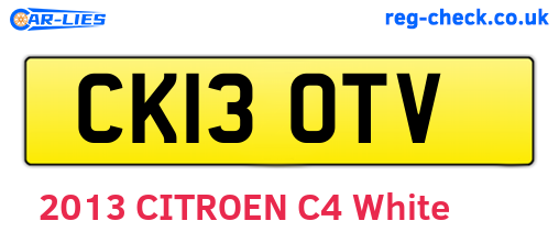 CK13OTV are the vehicle registration plates.