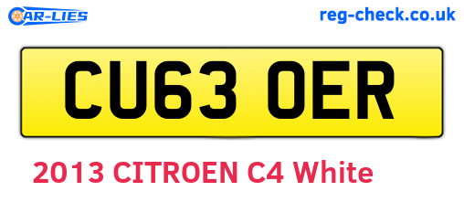 CU63OER are the vehicle registration plates.