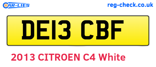 DE13CBF are the vehicle registration plates.