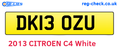 DK13OZU are the vehicle registration plates.