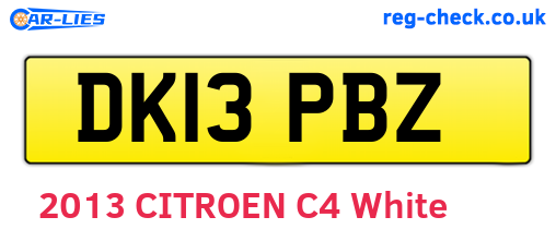 DK13PBZ are the vehicle registration plates.