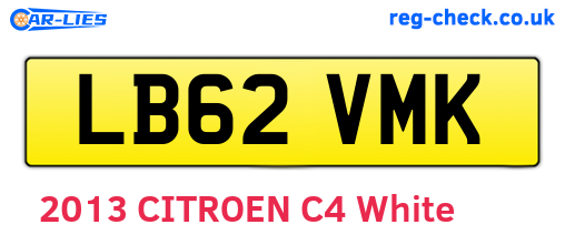LB62VMK are the vehicle registration plates.