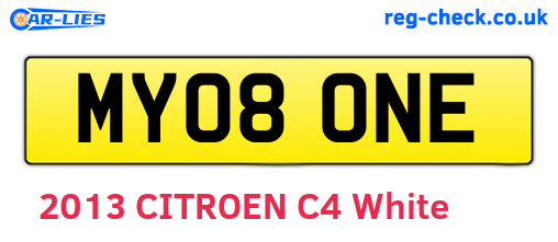 MY08ONE are the vehicle registration plates.