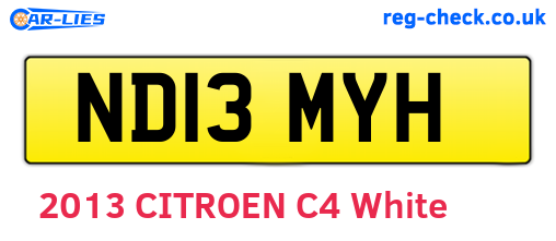 ND13MYH are the vehicle registration plates.