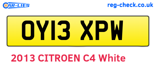 OY13XPW are the vehicle registration plates.