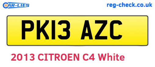 PK13AZC are the vehicle registration plates.