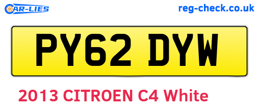 PY62DYW are the vehicle registration plates.