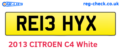 RE13HYX are the vehicle registration plates.