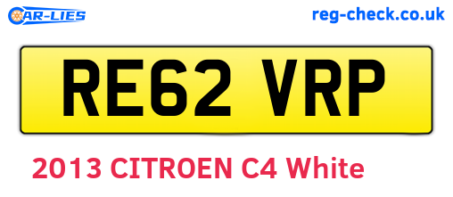 RE62VRP are the vehicle registration plates.