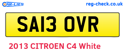 SA13OVR are the vehicle registration plates.