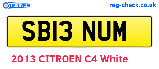 SB13NUM are the vehicle registration plates.