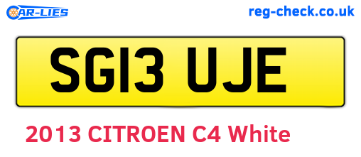 SG13UJE are the vehicle registration plates.