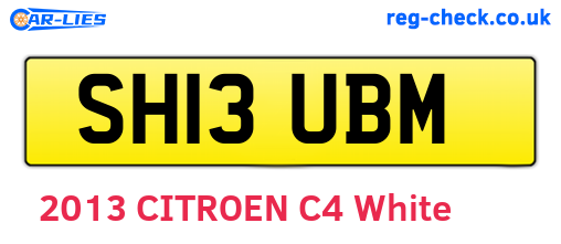 SH13UBM are the vehicle registration plates.