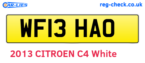WF13HAO are the vehicle registration plates.