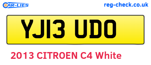 YJ13UDO are the vehicle registration plates.