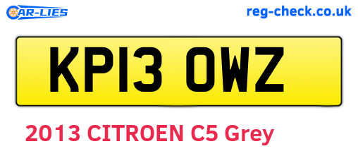 KP13OWZ are the vehicle registration plates.