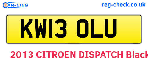 KW13OLU are the vehicle registration plates.