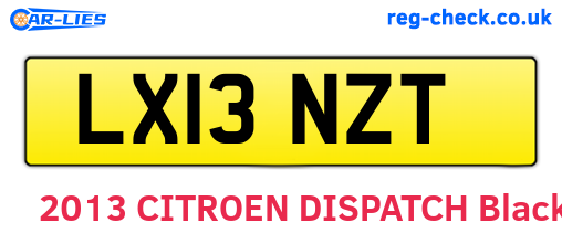 LX13NZT are the vehicle registration plates.