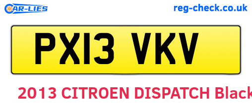 PX13VKV are the vehicle registration plates.