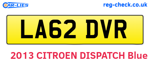 LA62DVR are the vehicle registration plates.