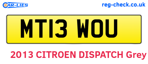 MT13WOU are the vehicle registration plates.