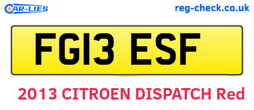 FG13ESF are the vehicle registration plates.