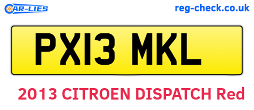 PX13MKL are the vehicle registration plates.
