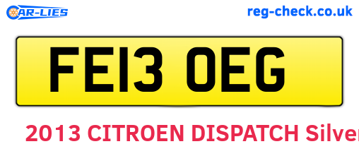 FE13OEG are the vehicle registration plates.