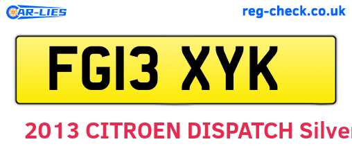 FG13XYK are the vehicle registration plates.