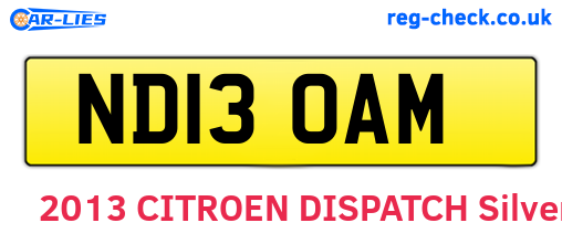 ND13OAM are the vehicle registration plates.